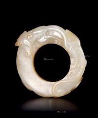 清中期 白玉螭龙纹环