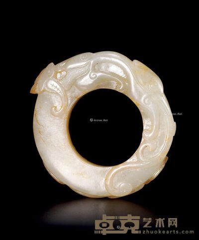 清中期 白玉螭龙纹环 直径6.5cm