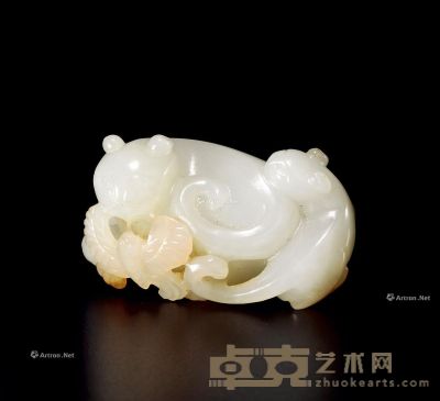 清中期 白玉双欢 长4.5cm