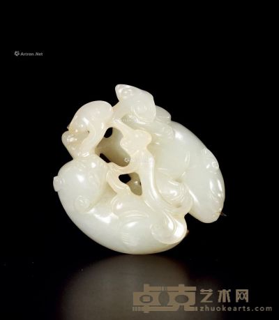 清中期 白玉双欢 长4.5cm