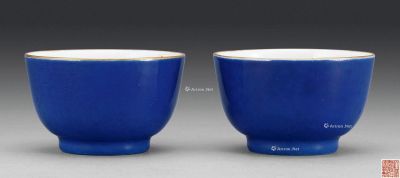 清道光 霁蓝釉杯 （二件）