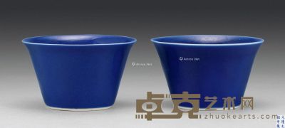 清光绪 霁蓝釉马蹄碗 （二件） 直径10.4cm