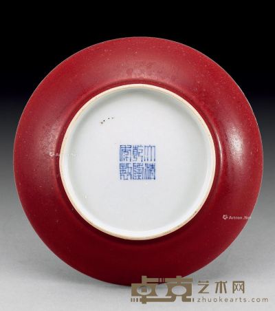 清乾隆 霁红釉盘 直径15cm