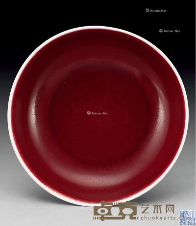 清乾隆 霁红釉盘 直径18.2cm