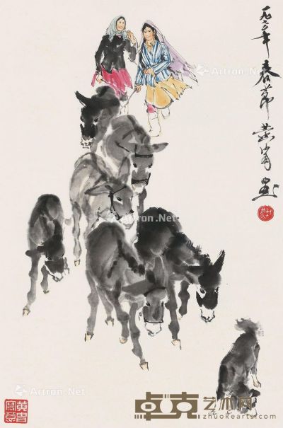 黄胄 赶驴图 68×45cm