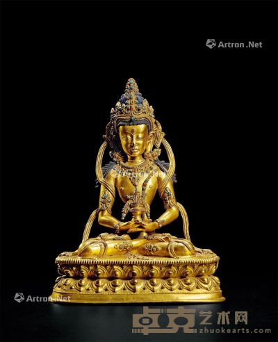 十六世纪 铜鎏金无量寿佛坐像 高23cm