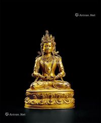 明中期 铜鎏金度母造像