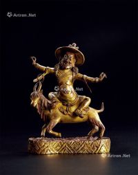 清中期 铜鎏金吉祥天母造像