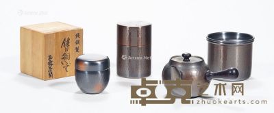日本昭和时期 纯锡茶酒具 （一组十件） 尺寸不一