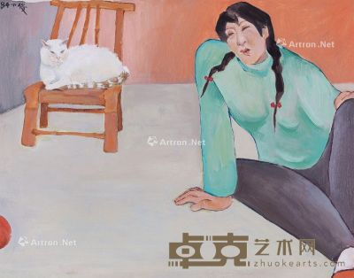 曾小俊 猫与女人 35×45cm