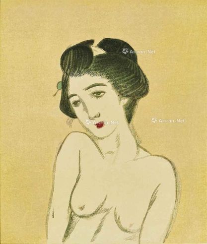 竹久梦二 约1920年作 夏之女 木板 版画 （柳屋版）