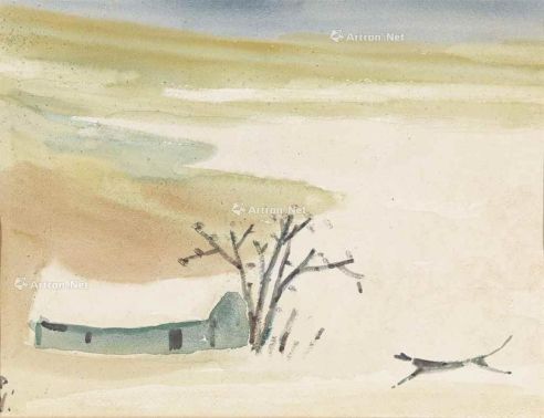 王攀元 1980年作 雪景 水彩 纸本