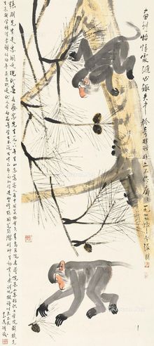 张朋 松阴双猴