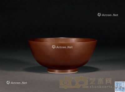 清嘉庆 酱釉碗 直径17cm