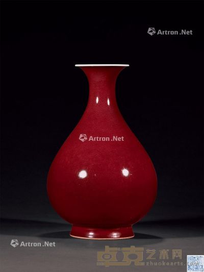 清乾隆 霁红釉玉壶春瓶 高29.8cm