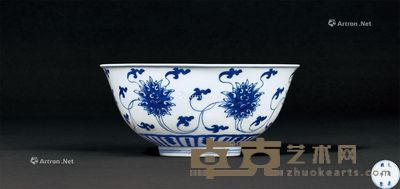 清康熙 青花缠枝莲纹碗 直径16cm