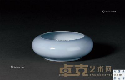 清康熙 天蓝釉镗锣洗 宽11.5cm