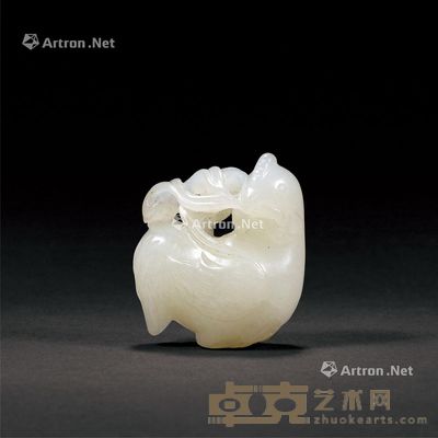 清中期 白玉雕岁岁吉祥坠 3.3×3.8cm