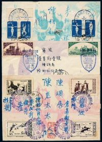 ■?1952年上海寄集邮家陈相如、陈相如寄上海本埠挂号封一组三件