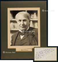 P 美国发明家托马斯·阿尔瓦·爱迪生（Thomas Alva Edison）亲笔签名卡片一件