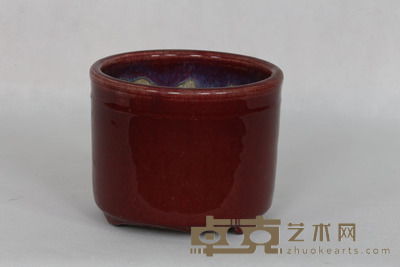 清 红釉炉 径:20cm