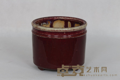清 红釉香炉 19×15cm