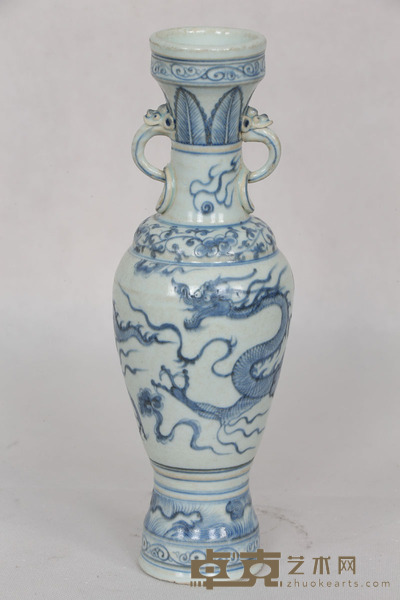 元 青花龙纹双耳瓶 高:28.5cm