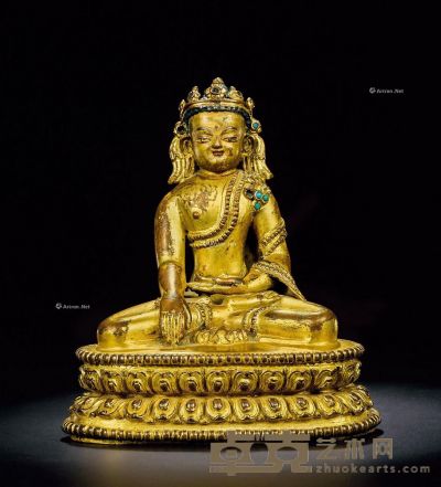 15世纪 宝冠释迦牟尼 铜鎏金 高13.8cm