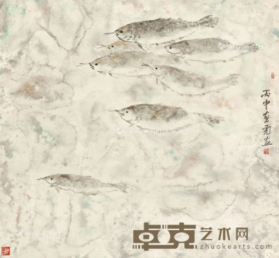 陈惠彪 群鱼图 86×92cm
