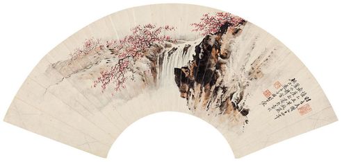 胡念祖 秋崖飞瀑
