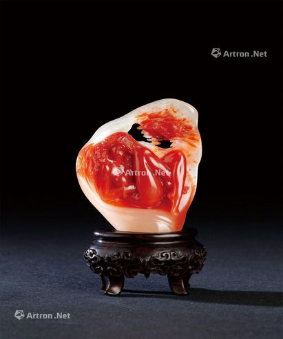 林飞 寿山蜡烛红芙蓉石“海之韵”摆件