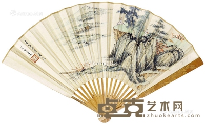 张大千山水人物 19×50cm