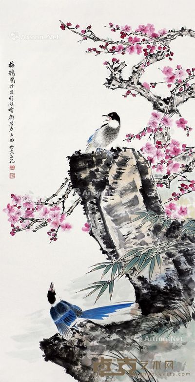 田世光 梅雀图 137×68cm