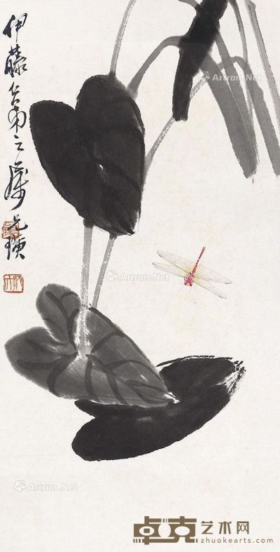 齐白石 蜻蜓花卉 33×68cm