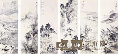 佚名 山水 103×34cm×6