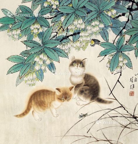 方楚雄 猫蝶图