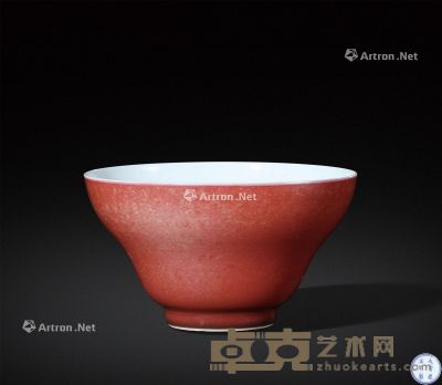 清雍正 豇豆红釉束腰碗 直径15.5cm
