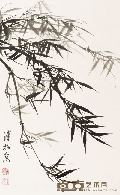 溥松窗 竹 66×41cm