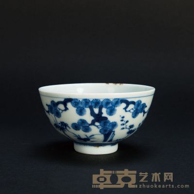 清雍正 青花松竹梅纹碗 （一件） 9×4.5cm