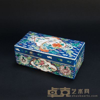清晚期 兰地粉彩花鸟纹盖盒 （一件） 18.5×9×7cm