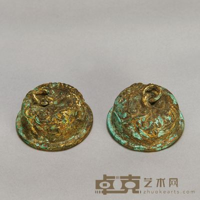 明 铜鎏金兽纹镇纸 （一对二件） 直径5.5cm×2