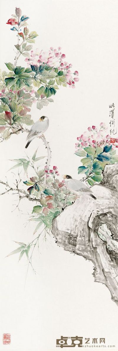 何纯 花鸟 100×34cm