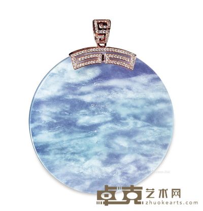 缅甸天然冰种翡翠18K金配钻石平安牌 5.5×5.5×0.6cm