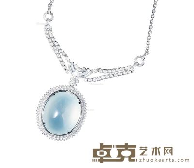 缅甸天然冰种翡翠18k金配钻石鸽子蛋套链 3×2.2×1.6cm