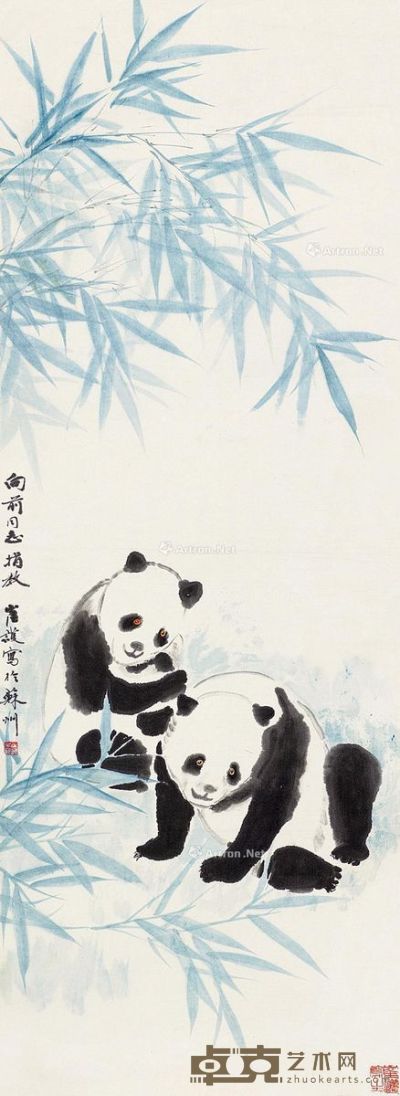 崔护 熊猫 77.8×28cm