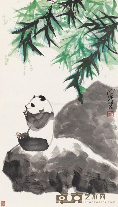 陈佩秋 熊猫图 68×40cm