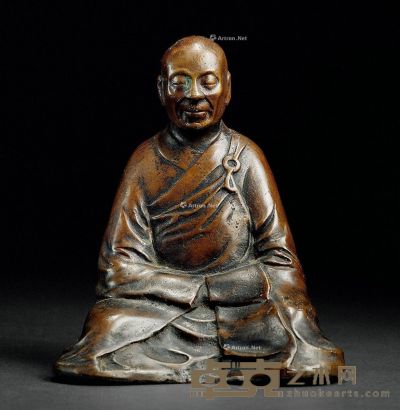 清 铜铸僧人像 12×15cm