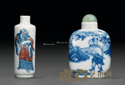 道光 双钟馗图鼻烟壶 钟馗捉鬼鼻烟壶 2.3×7.8cm;5.4×1.3×8cm