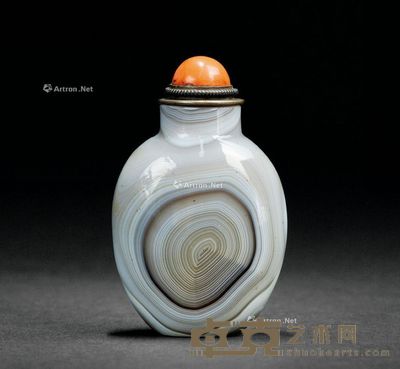 清 玛瑙天然纹(指纹)鼻烟壶 6.1×3.9×2.4cm