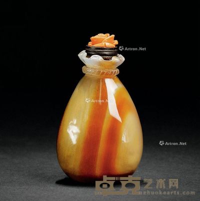 清 玛瑙包袱形五鼠运财鼻烟壶 6.8×4×3.5cm